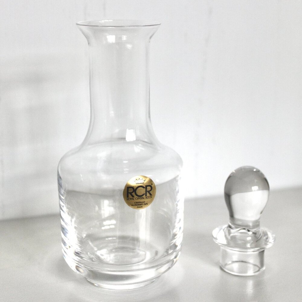 New Royal Crystal Rock Vintage 90's Italian Decanter with Stopper
